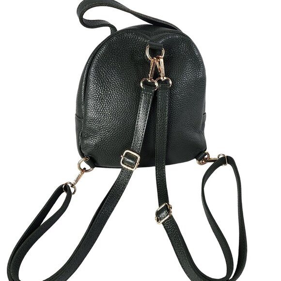 Mini Backpack Real Leather Made In Italy By Jijou Capri 9"x9"x4.5" Dark Green Fo - Picture 4 of 11